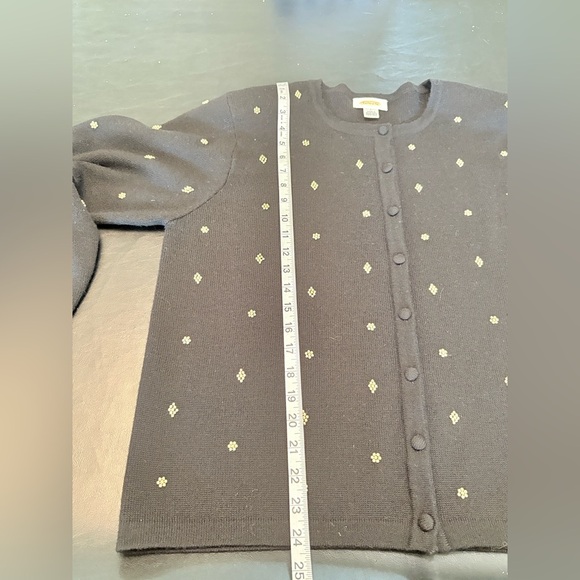 Talbots Merino Wool Black Button Cardigan with Gold Beaded Embellishments size L - Picture 12 of 13